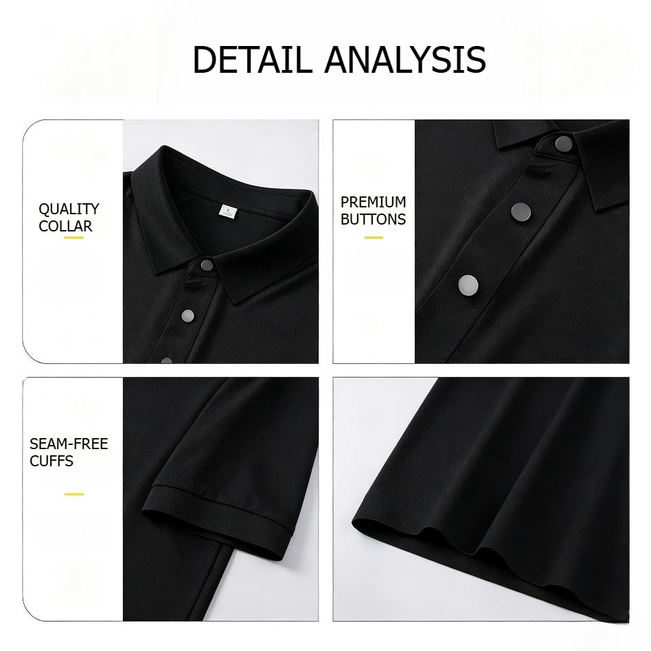 Men’s Summer Seamless Bonded Ice Silk Business Polo Shirt