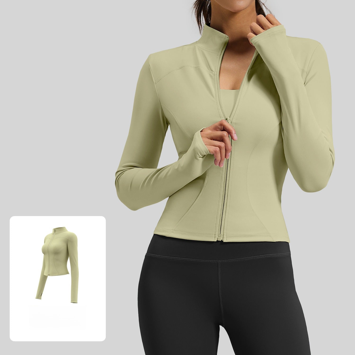 Wear long-sleeved tight yoga clothes outside, fitness, running, yoga
