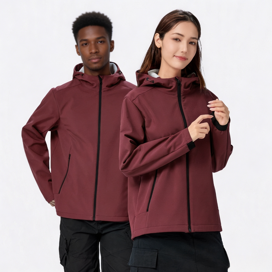 Waterproof Thick Softshell Jacket, Unisex Couples Hooded Outdoor Winter Coat