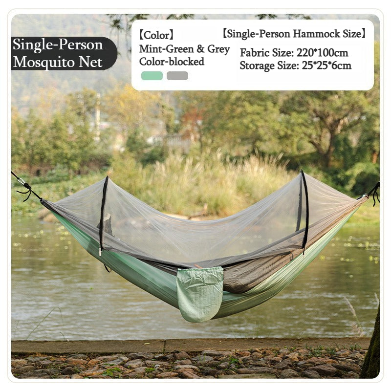 Quick‑Setup Hammock with Mosquito Net, Outdoor Camping Anti‑Mosquito Hammock for Single & Double Person