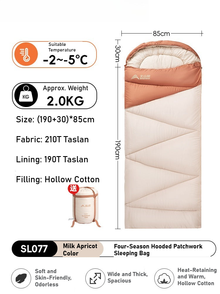 Adult Thickened Sleeping Bag - Outdoor Camping Travel Office Portable Cold-Resistant