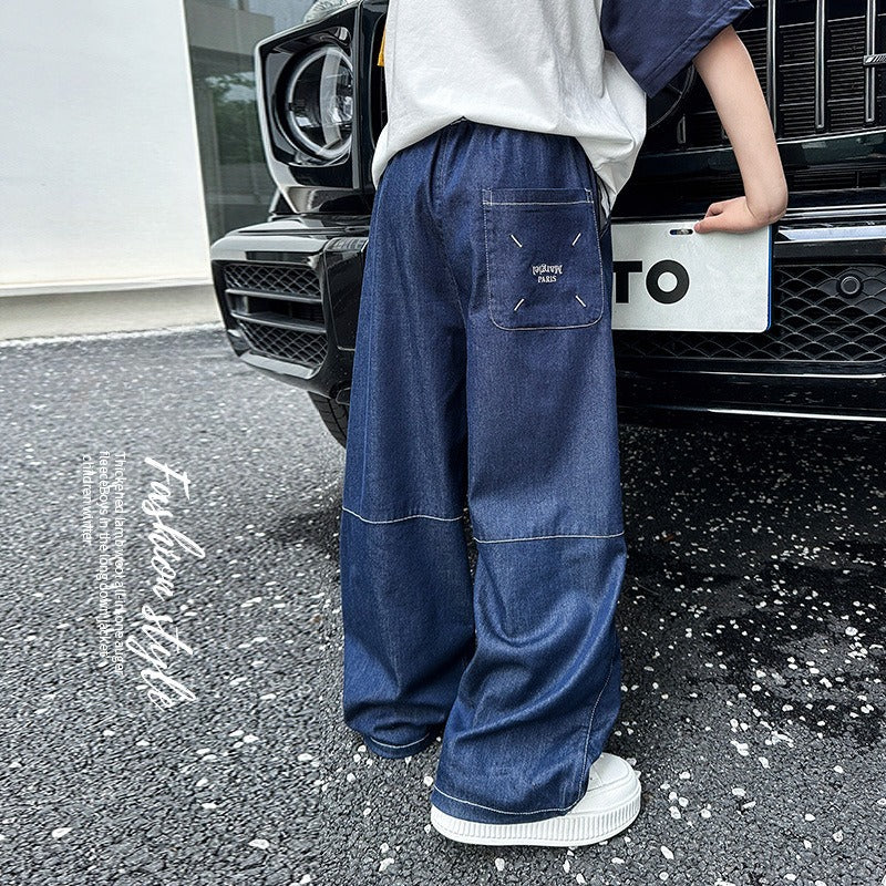 Lightweight Tencel Denim Jeans, Summer Long Pants for Boys