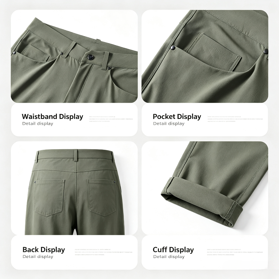 Men's Breathable Stretch Hiking Pants, Comfort Straight‑Leg Outdoor Casual Trousers