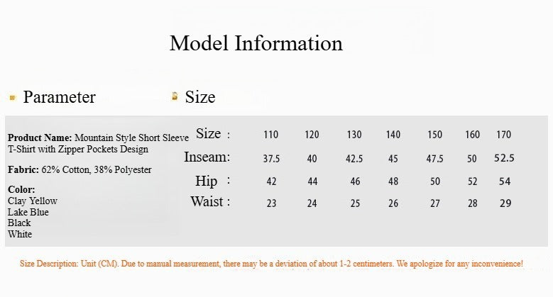 Boys' Short-Sleeve Top with Outdoor-Style Zippered Pockets