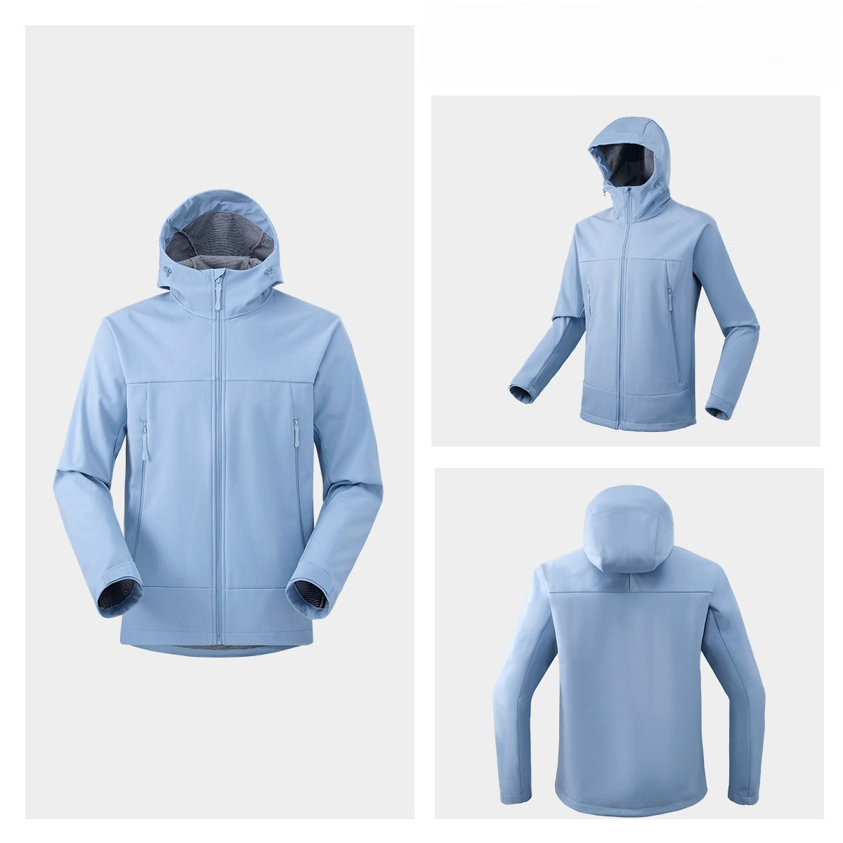Men Women Loose Softshell Hooded Jacket Wind‑Resistant Water Repellent Outdoor Coat