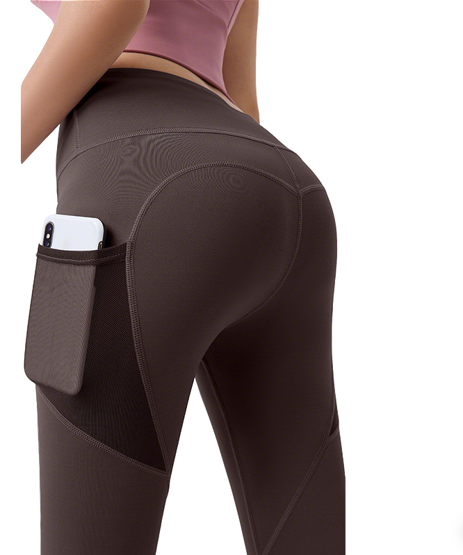 Slim Women's Yoga Leggings - Peach Buttock Side Mesh Pockets