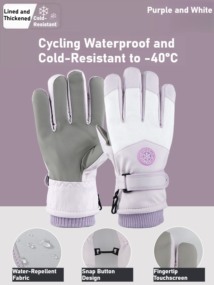 Winter Fleece-Lined Thickened Gloves - Touchscreen Ski Outdoor Cycling Windproof Warm