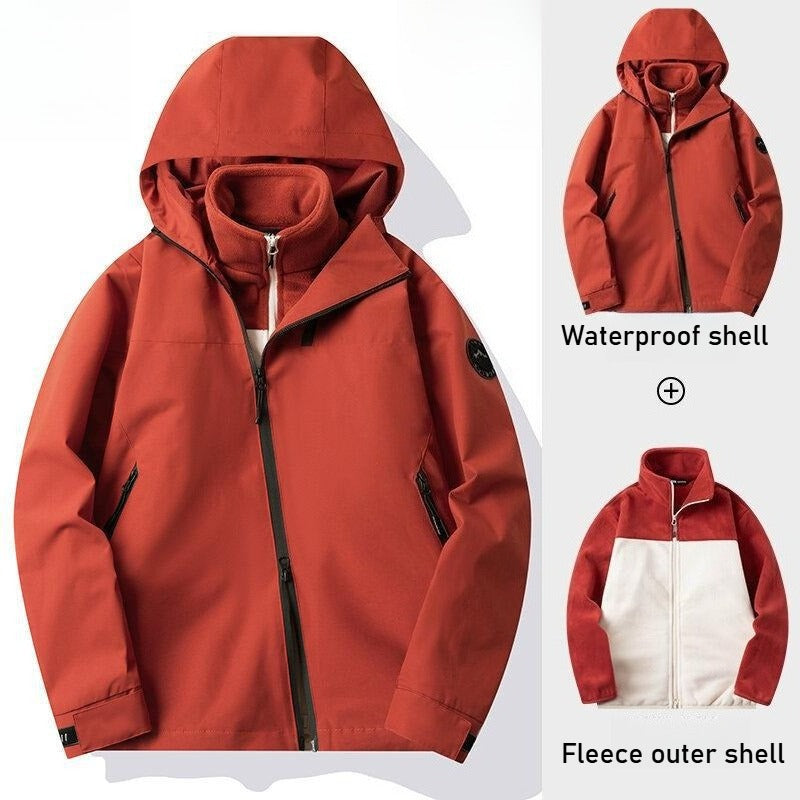 Autumn and winter three-proof jacket for men and women outdoor sports waterproof mountaineering hooded jacket