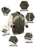 Autumn and winter men's vintage leather jacket, tie-dye embroidered aviator baseball jacket