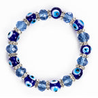 Evil Eye Crystal Bracelet with Blue Beads