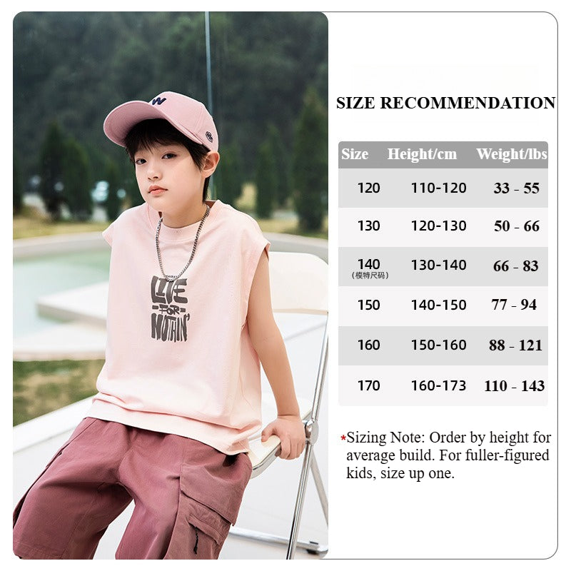 Boys Summer Pure Cotton Sleeveless T-Shirt Casual Vest Top