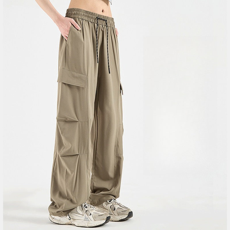 Women Adjustable Cuff Quick Dry Paratrooper Cargo Pants, Outdoor Wide Leg Hiking Trousers
