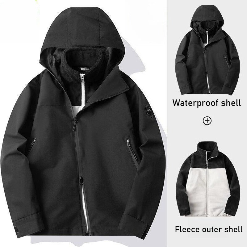 Autumn and winter three-proof jacket for men and women outdoor sports waterproof mountaineering hooded jacket