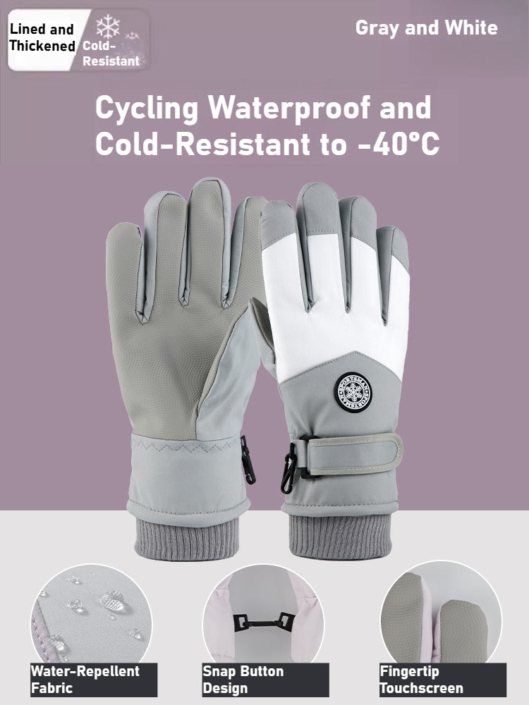 Winter Fleece-Lined Thickened Gloves - Touchscreen Ski Outdoor Cycling Windproof Warm
