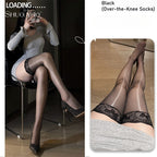 Women's lace stockings, garter sock combination, ultra-thin skin-penetrating/oily anti-hook, multi-color optional