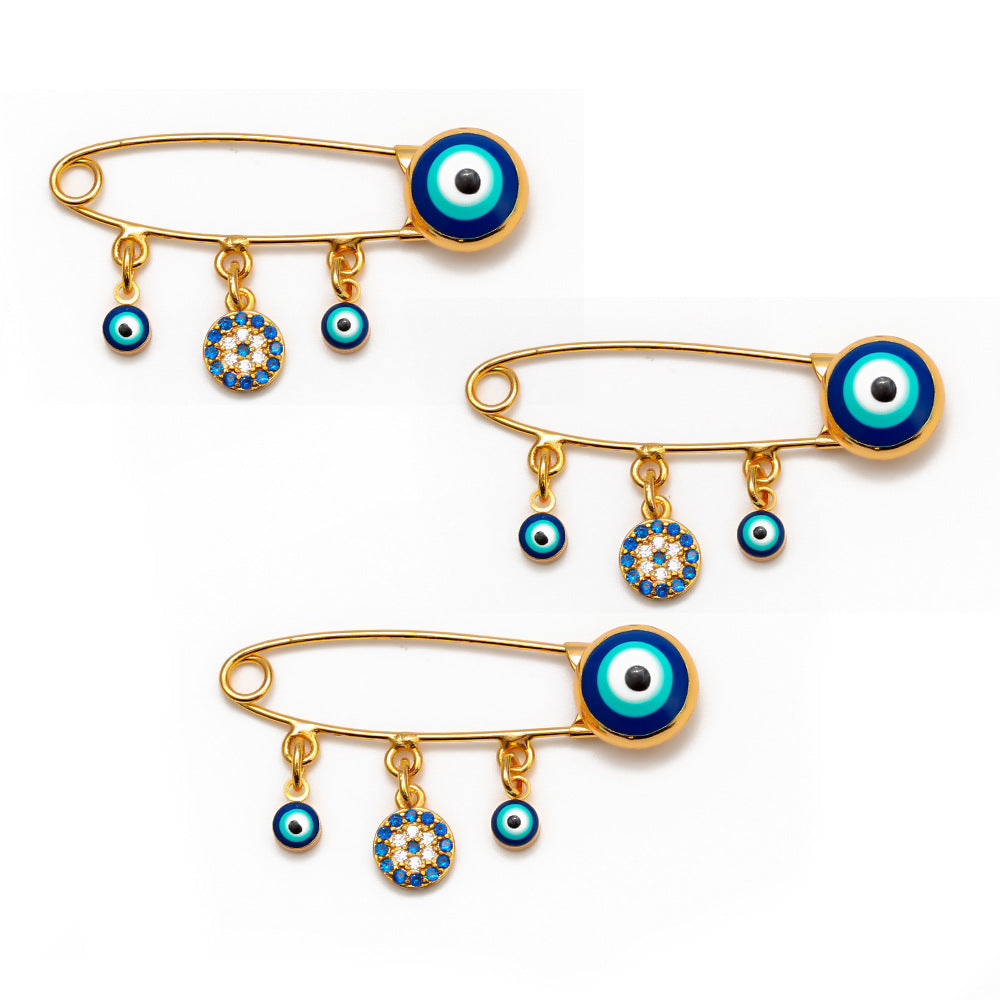 Evil Eye Brooch Clip Collar Pin