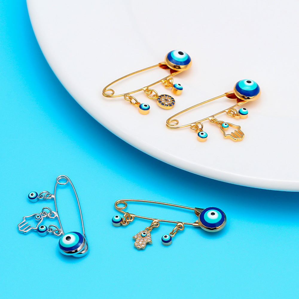 Evil Eye Brooch Clip Collar Pin