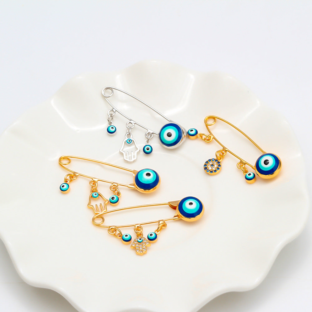 Evil Eye Brooch Clip Collar Pin