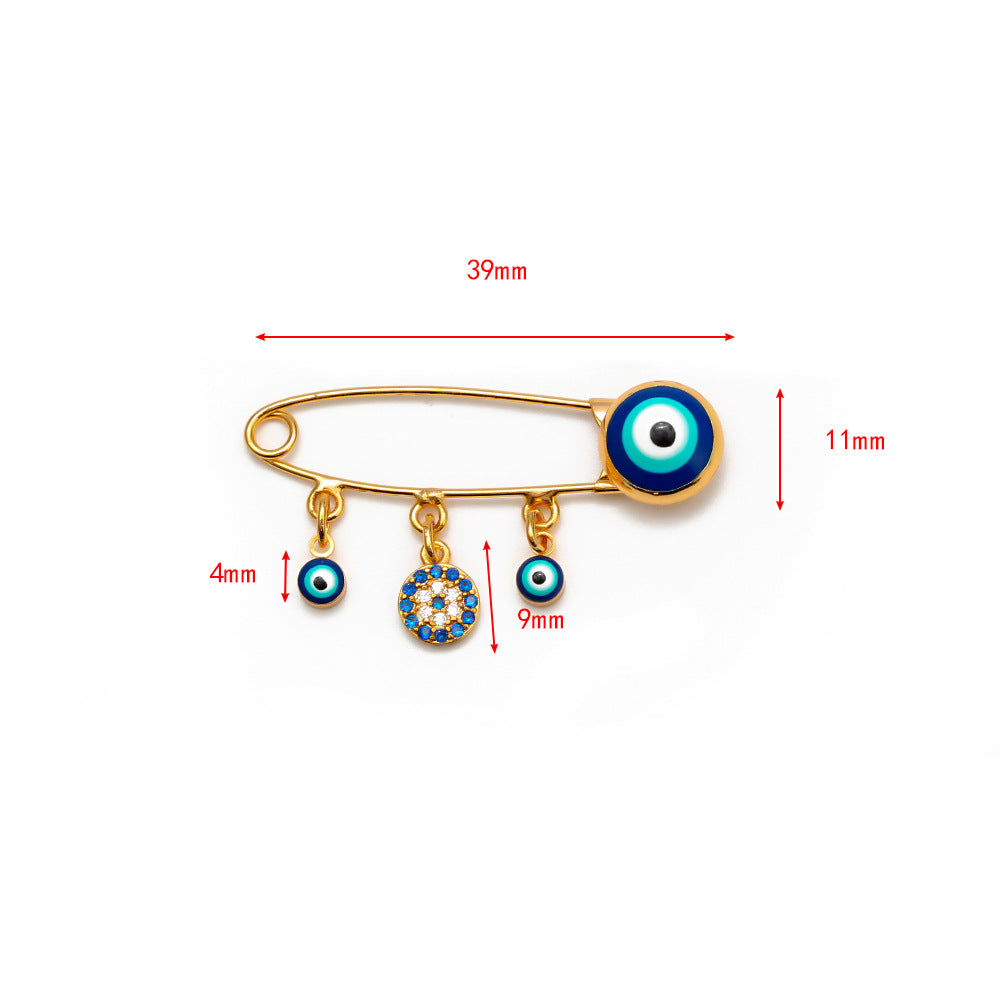 Evil Eye Brooch Clip Collar Pin