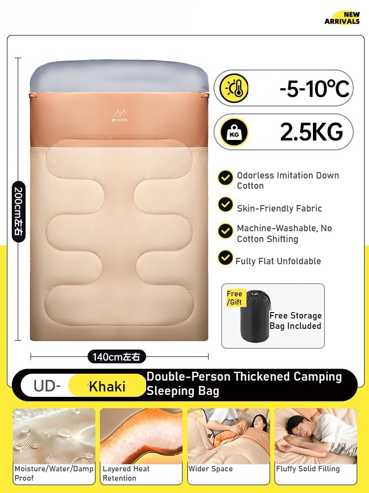 Portable Adult Fall Winter Sleeping Bag - Outdoor Thickened Warm Windproof Cold-Resistant for Car