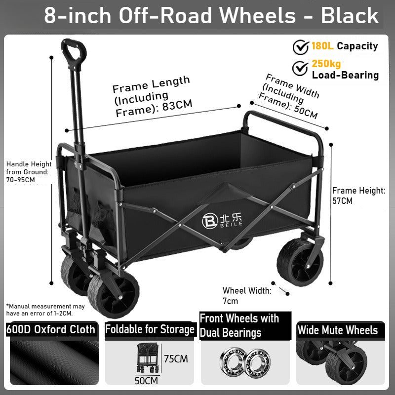 Outdoor camper cart Full metal camp trailer Foldable stall trolley Light travel camping picnic
