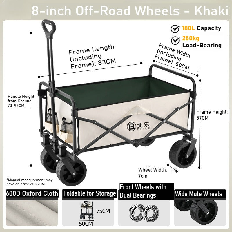 Outdoor camper cart Full metal camp trailer Foldable stall trolley Light travel camping picnic