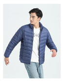 Trendy Lightweight Men's Down Jacket - Winter Stand Collar Solid Color Versatile Warm