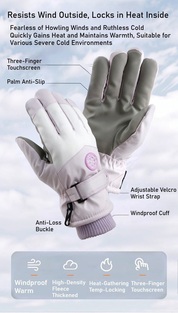 Winter Fleece-Lined Thickened Gloves - Touchscreen Ski Outdoor Cycling Windproof Warm