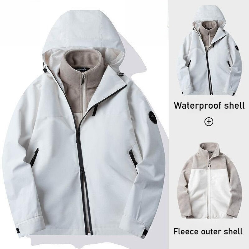 Autumn and winter three-proof jacket for men and women outdoor sports waterproof mountaineering hooded jacket