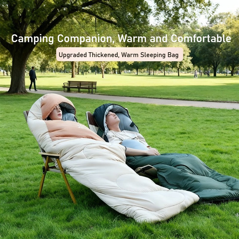 Portable Adult Fall Winter Sleeping Bag - Outdoor Thickened Warm Windproof Cold-Resistant for Car