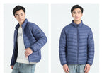 Trendy Lightweight Men's Down Jacket - Winter Stand Collar Solid Color Versatile Warm