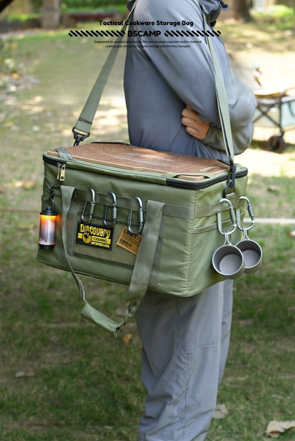 Camping tactical storage bag, outdoor with table board, portable sundries and equipment bag