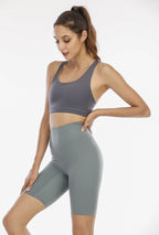 High waist five-point pants sports fitness short medium pants high elasticity