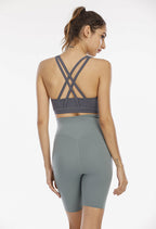 High waist five-point pants sports fitness short medium pants high elasticity