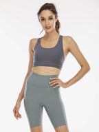 High waist five-point pants sports fitness short medium pants high elasticity