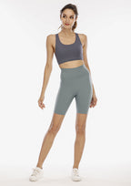 High waist five-point pants sports fitness short medium pants high elasticity