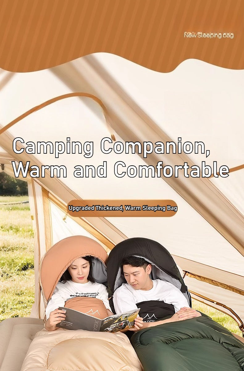 Portable Adult Fall Winter Sleeping Bag - Outdoor Thickened Warm Windproof Cold-Resistant for Car
