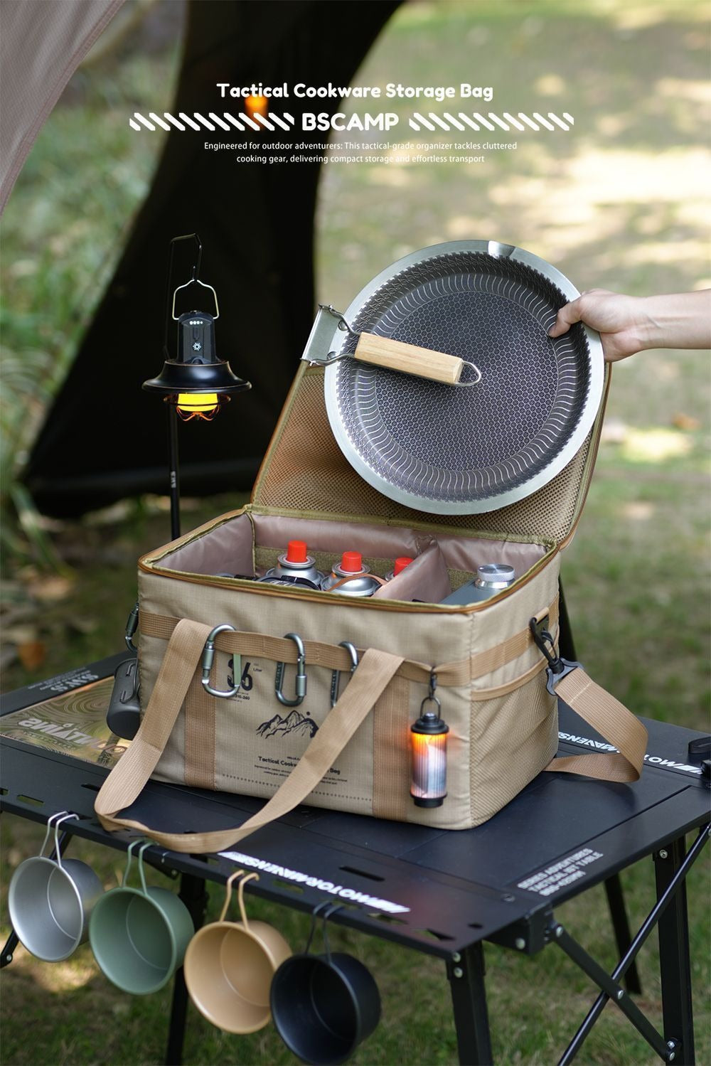 Camping tactical storage bag, outdoor with table board, portable sundries and equipment bag