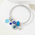 DIY Evil Eye Bracelet with Rhinestones, Four-Leaf Clover, and Heart Design