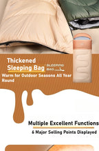 Portable Adult Fall Winter Sleeping Bag - Outdoor Thickened Warm Windproof Cold-Resistant for Car