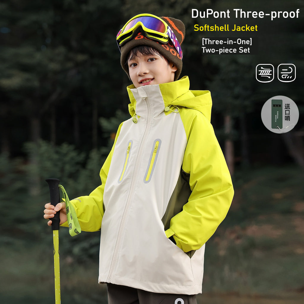 Outdoor children's jacket three-in-one 2025 autumn outdoor children's splicing jacket autumn wear
