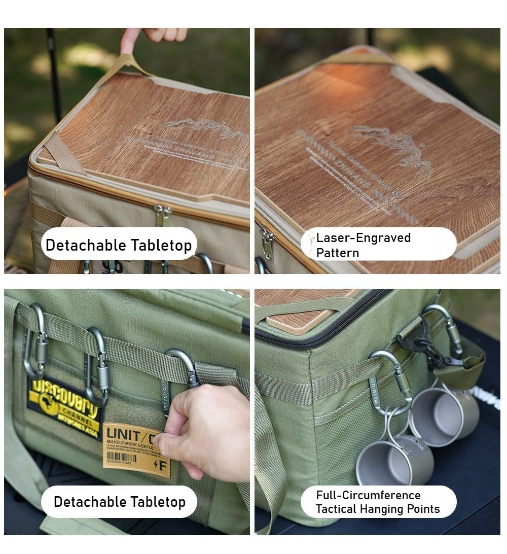 Camping tactical storage bag, outdoor with table board, portable sundries and equipment bag