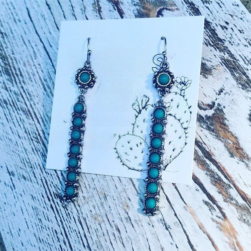 Blazin Roxx Turquoise Stone Bar French Hook Earrings