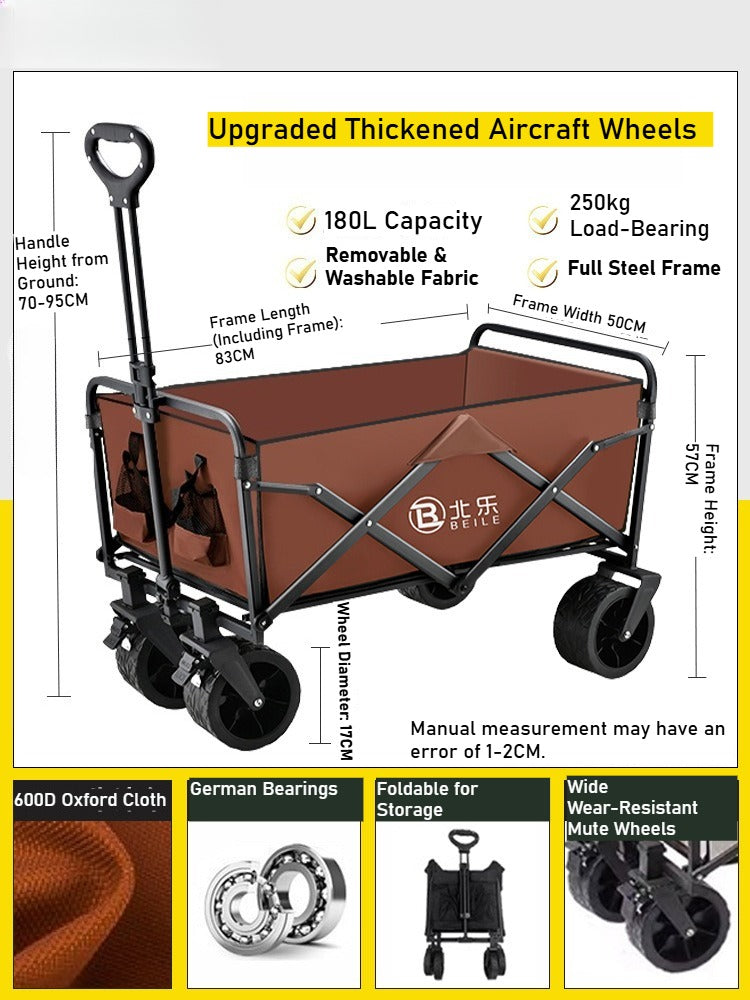 Outdoor camper cart Full metal camp trailer Foldable stall trolley Light travel camping picnic