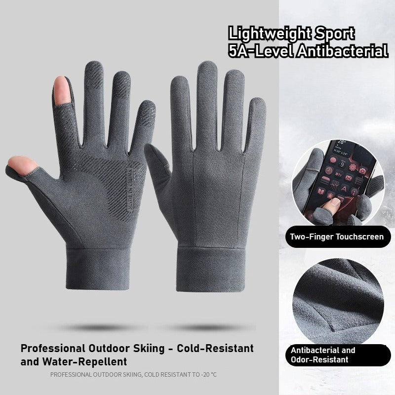 Ski gloves for men and women with fleece thickened in winter, outdoor cold protection and warmth, windproof waterproof touch screen couple cycling gloves
