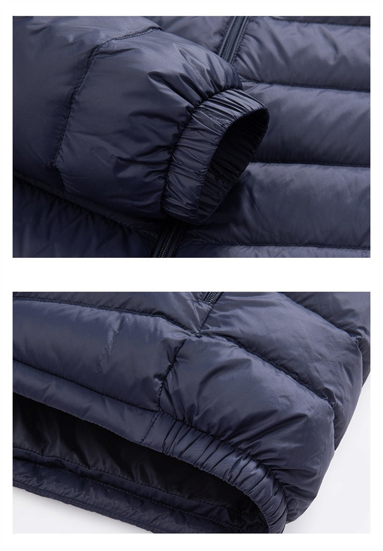 Trendy Lightweight Men's Down Jacket - Winter Stand Collar Solid Color Versatile Warm