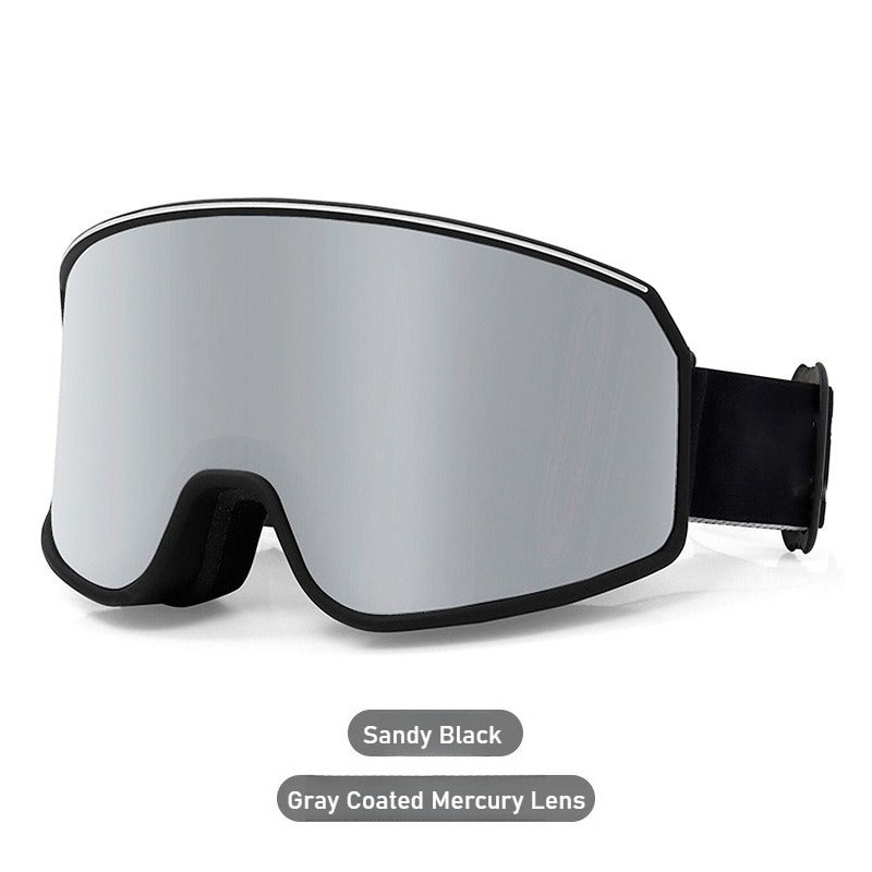 Ski smooth no fog mirror, can card myopia, spherical large field of view ski goggles