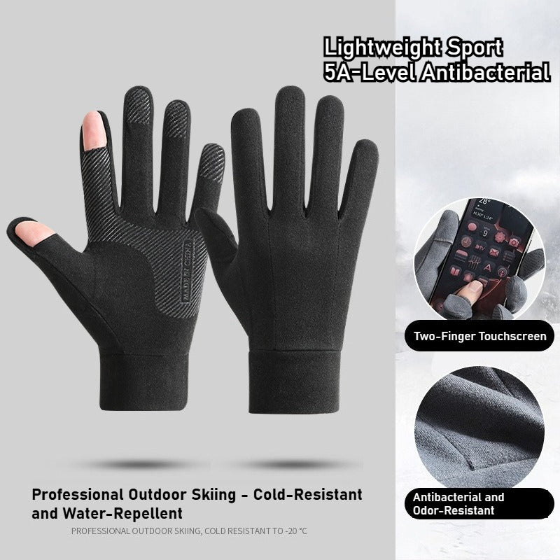 Ski gloves for men and women with fleece thickened in winter, outdoor cold protection and warmth, windproof waterproof touch screen couple cycling gloves