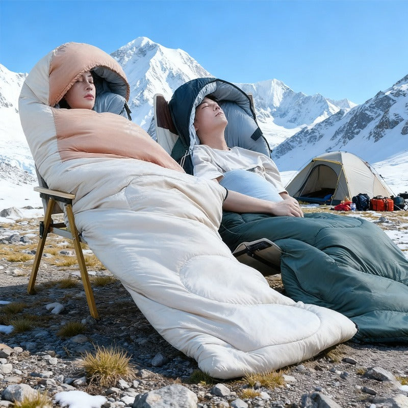 Portable Adult Fall Winter Sleeping Bag - Outdoor Thickened Warm Windproof Cold-Resistant for Car