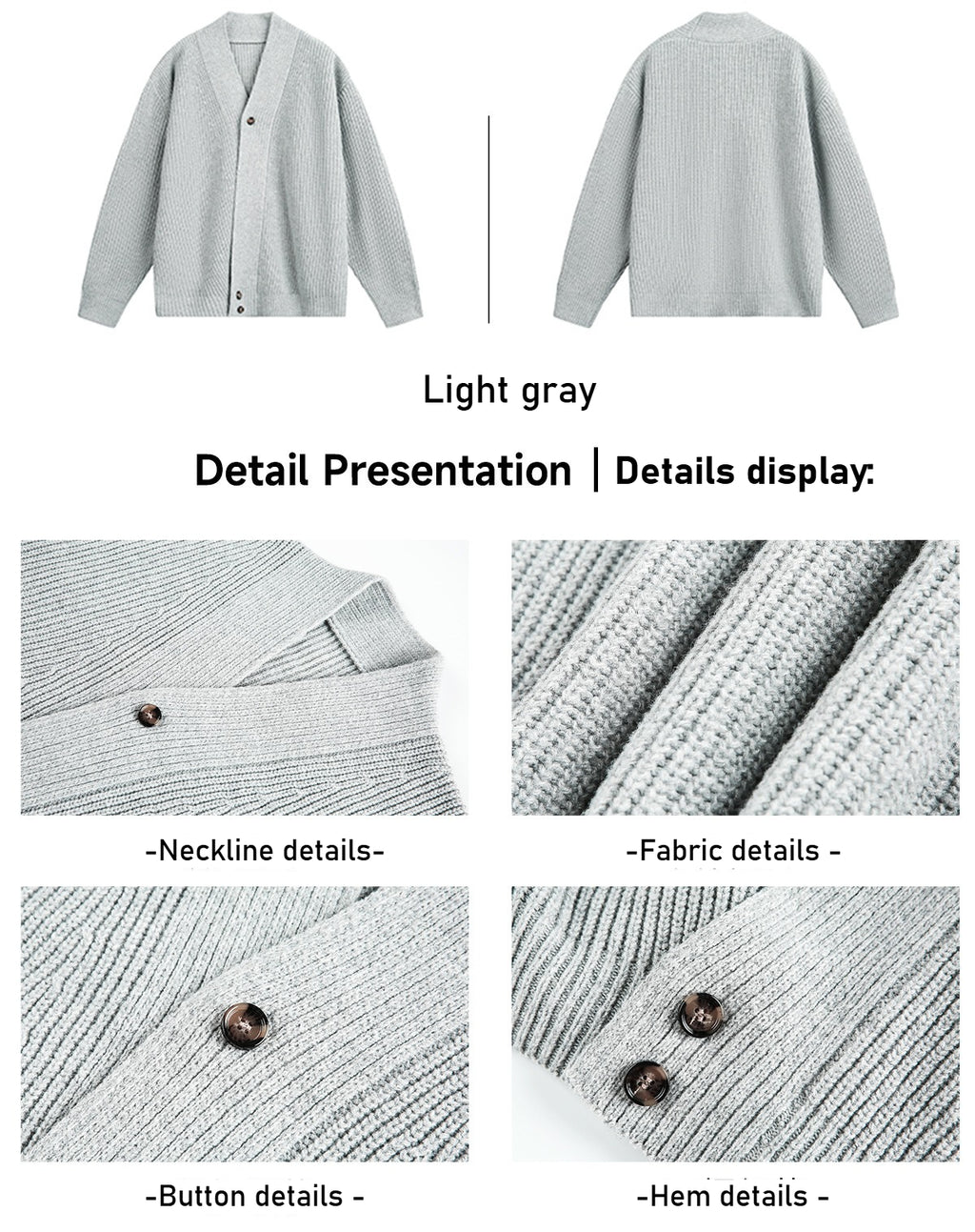 Men's Solid Color Stand Collar Knitted Cardigan